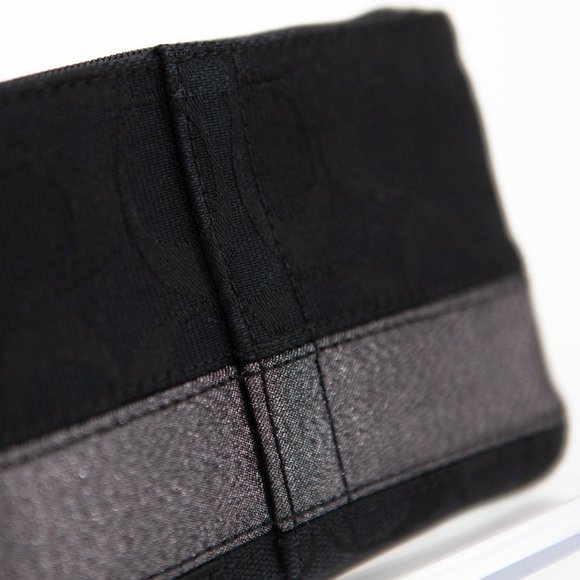 COACH Black Canvas Wristlet with Metallic Sparkly Stripe - Picture 6 of 11